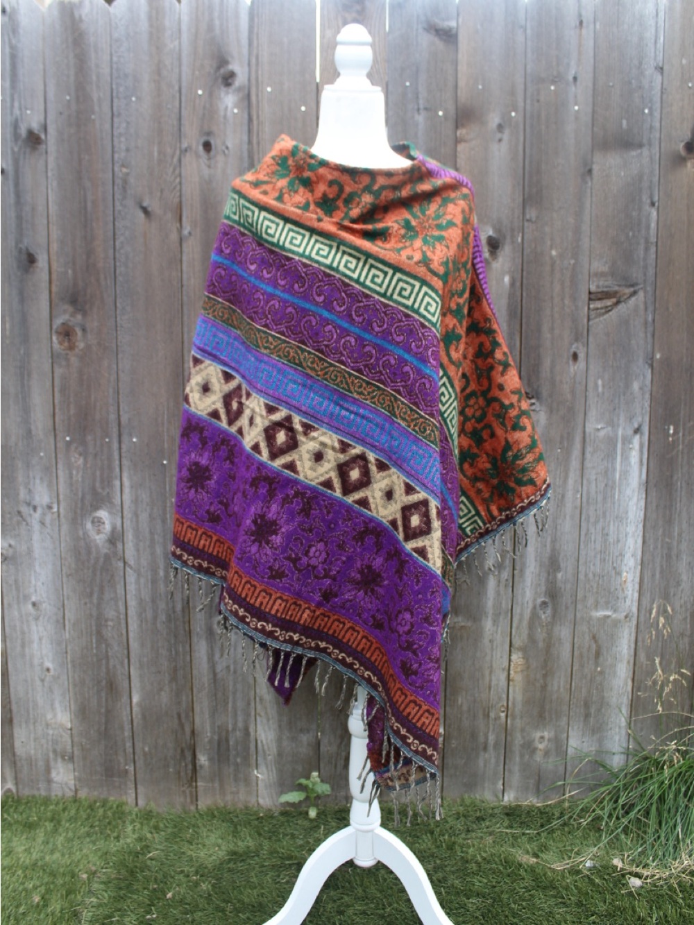 Boho Multi-Color Patterned Poncho